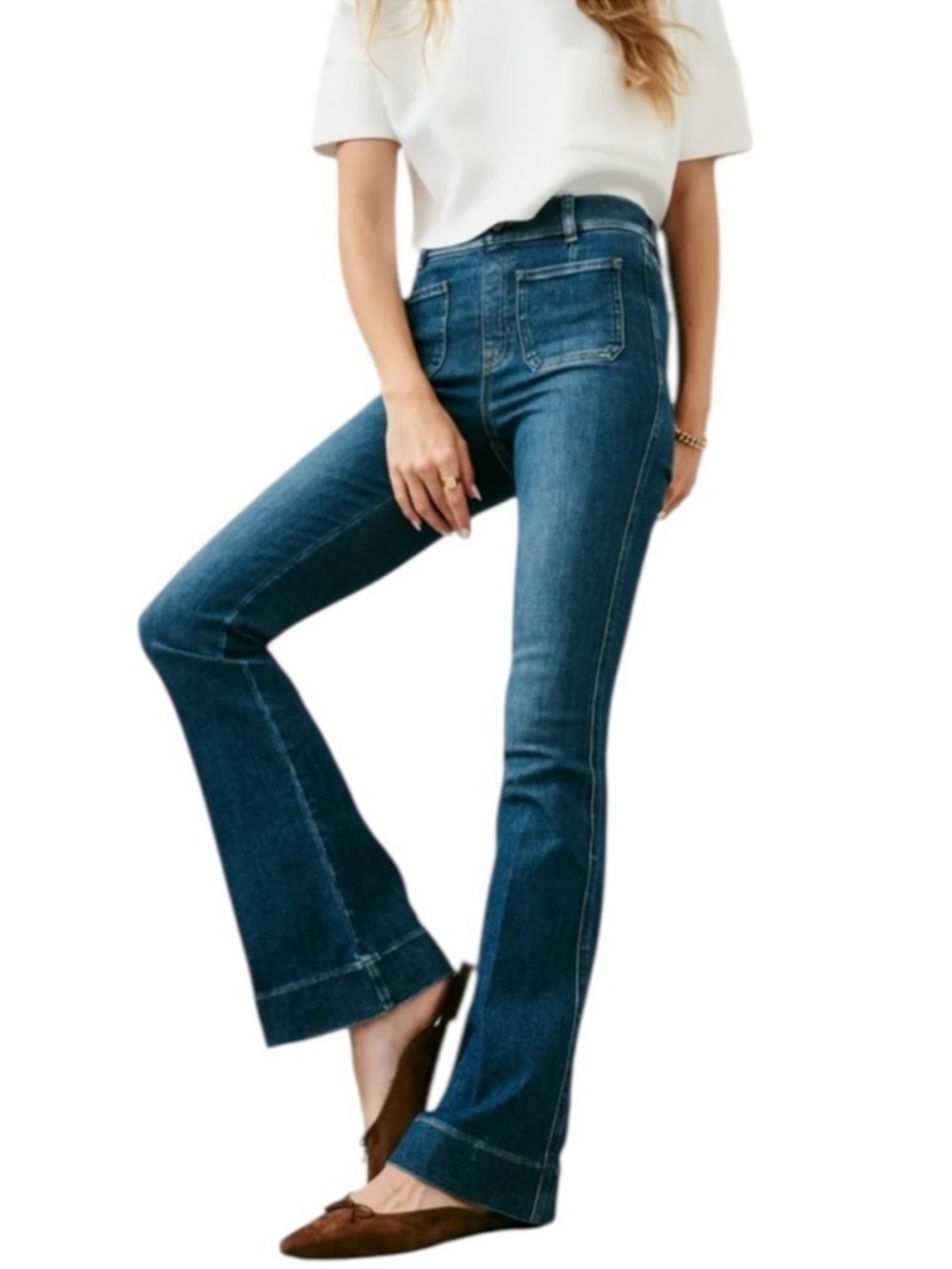 Spanx Patch Pocket Flare Jeans Size XL New